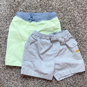 2 Boys Green and Tan Shorts